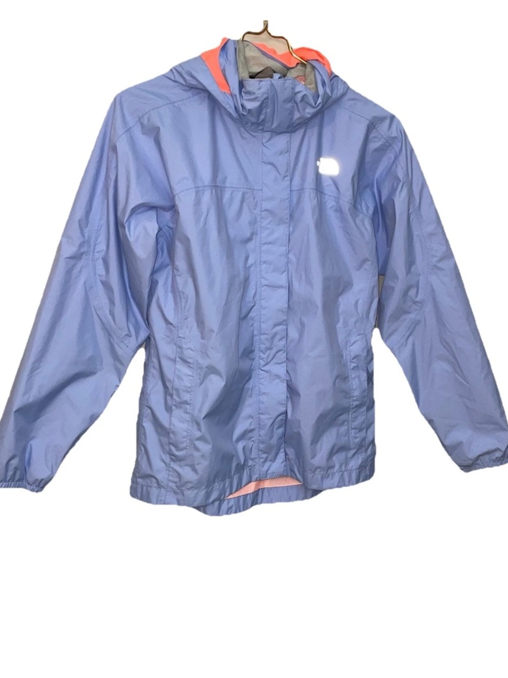 The North Face Girls' 14-16 Windbreaker Jacket Dryvent Hooded Blue EUC